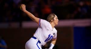 Florida Gators softball pitcher Natalie Lugo pitches in 2020- 1280x853