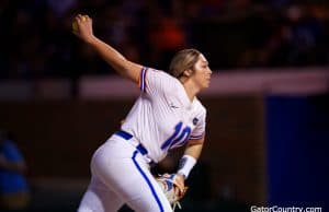 Florida Gators softball pitcher Natalie Lugo pitches in 2020- 1280x853