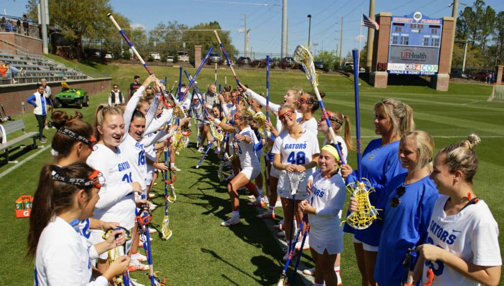 Florida Gators womens lacrosse before the Stony Brooke game in 2020- 1280x853