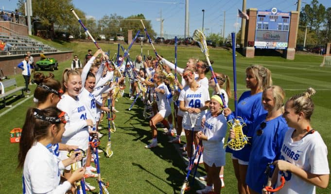 Florida Gators womens lacrosse before the Stony Brooke game in 2020- 1280x853