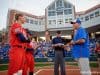 Former Florida Gators catcher Aubree Munro and Tim Walton before Team USA vs Florida- 1280x852