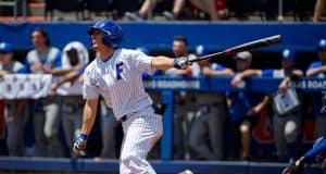 University of Florida outfielder Jacob Young swings away in a SEC game against Kentucky- Florida Gators baseball- 1280x853