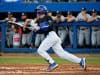 University of Florida outfielder Jud Fabian singles against the Long Beach State Dirtbags in 2018- Florida Gators baseball- 1280x853