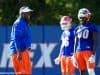 University of Florida tight ends coach Larry Scott works with his position group during spring practice- Florida Gators football- 1280x853