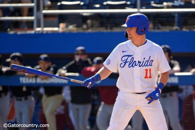 University of Florida catcher Nathan Hickey gets ready to hit during a 7-1 win over Troy- Florida Gators baseball- 1280x853