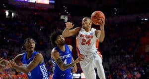University of Florida center Kerry Blackshear goes up for a layup in his final home game with the Florida Gators- Florida Gators basketball- 1280x853