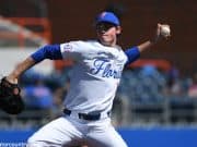University of Florida freshman Hunter Barco pitching against Troy- Florida Gators baseball- 1280x851