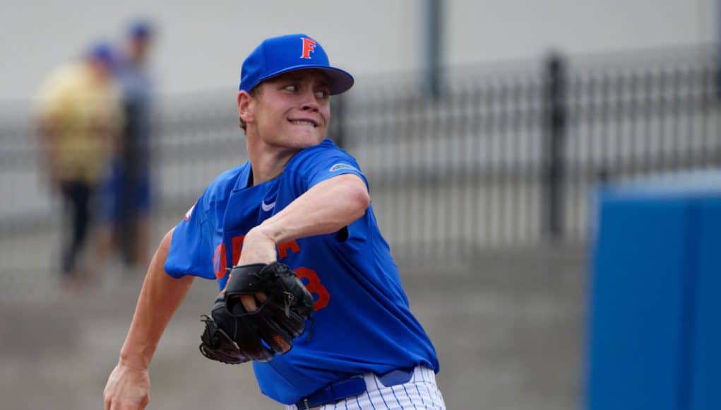 University of Florida pitcher Jack Leftwich deals against the Miami Hurricanes- Florida Gators baseball- 1280x853