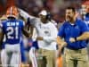 University of Florida strength and conditioning coordinator Nick Savage celebrates on the sidelines during the Florida Gators win over Miami- Florida Gators football- 1280x853