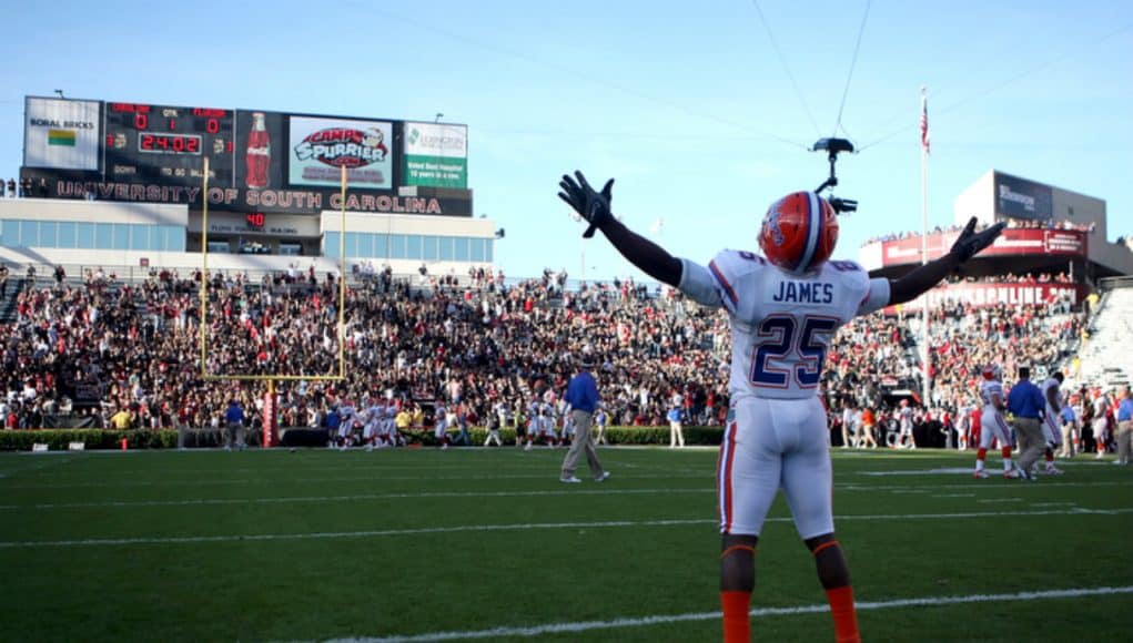 University of Florida athlete Brandon James warming up before the Florida Gators game against South Carolina in 2009- Florida Gators football- 1280x854