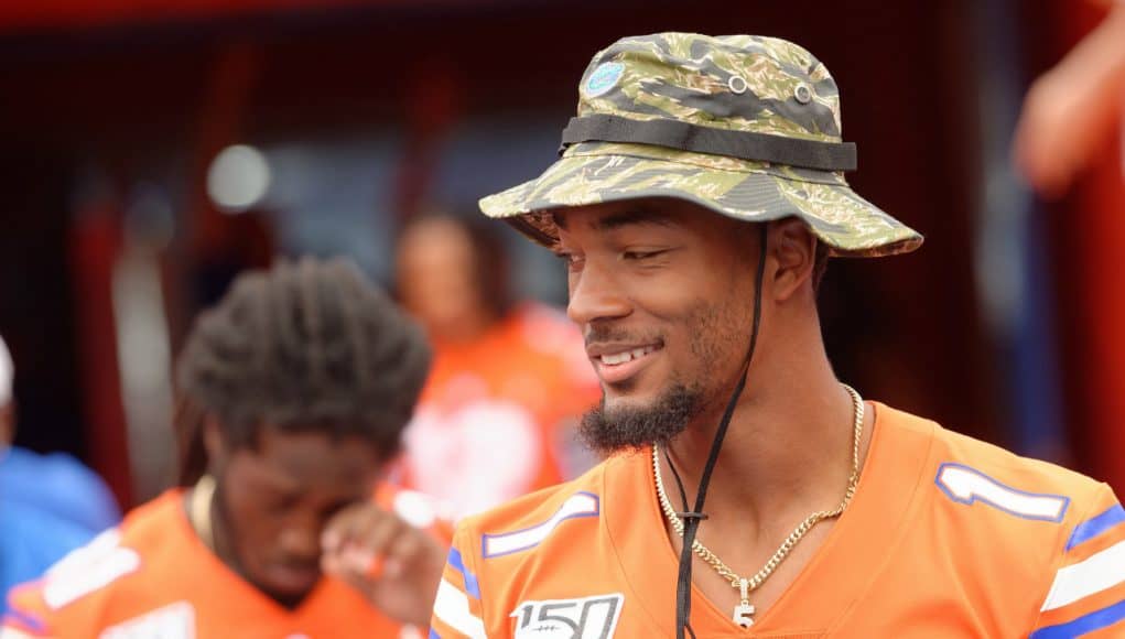 University of Florida cornerback C.J. Henderson on the field before the Florida Gators game against the Towson Tigers- Florida Gators football- 1280x852