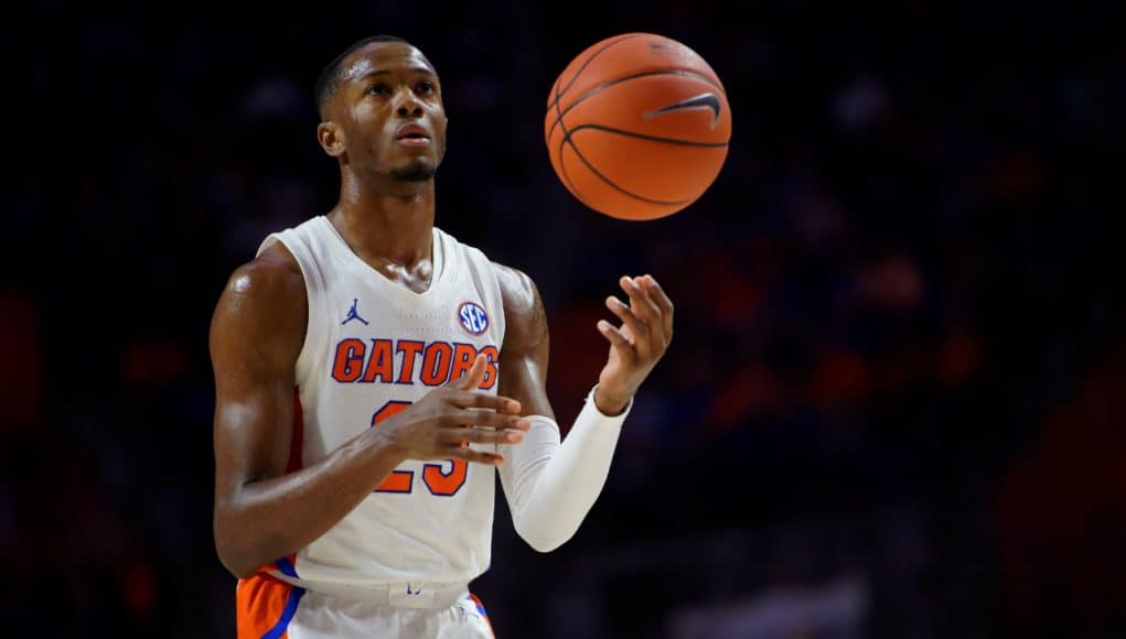 University of Florida freshman guard Scottie Lewis shooting free throws against Kentucky in 2020- Florida Gators basketball- 1280x853