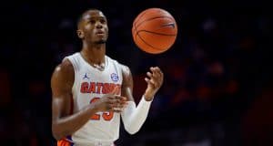 University of Florida freshman guard Scottie Lewis shooting free throws against Kentucky in 2020- Florida Gators basketball- 1280x853