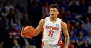 University of Florida sophomore forward Keyontae Johnson brings the ball up the court against Vanderbilt- Florida Gators basketball- 1280x853