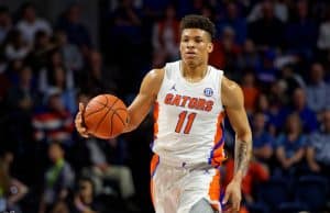 University of Florida sophomore forward Keyontae Johnson brings the ball up the court against Vanderbilt- Florida Gators basketball- 1280x853