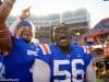 University of Florida defensive lineman TJ Slaton celebrates after the Florida Gators homecoming win over Auburn in 2019- Florida Gators football- 1280x853