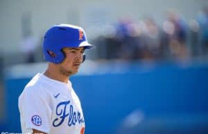 University of Florida outfielder Austin Langworthy during the Florida Gators weekend sweep of Troy- Florida Gators baseball- 1280x853