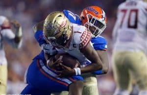 University of Florida defensive lineman Zach Carter sacks Florida State quarterback James Blackman- Florida Gators football- 1280x853
