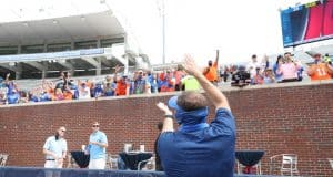 Dan Mullen does the Gator Chomp after the Ole Miss win-1202x800