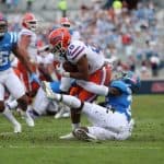 Malik Davis is tackled by Ole Miss in 2020-1280x799