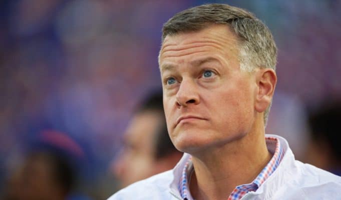 University of Florida Athletic Director Scott Stricklin watches the Florida Gators game against Georgia from the sideline- Florida Gators football- 1280x853