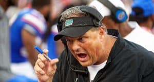 University of Florida defensive coordinator Todd Grantham coaching on the sideline during the Florida Gators win over Vanderbilt- Florida Gators football- 1280x853