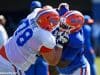 University of Florida offensive lineman Ethan White goes through a drill during his first fall camp- Florida Gators football- 1280x853