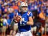 University of Florida quarterback Kyle Trask drops back to pass in a homecoming win over the Auburn Tigers- Florida Gators football- 1280x853