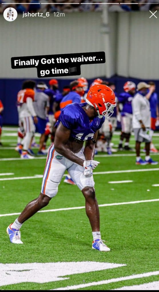 University of Florida receiver Justin Shorter posts on Instagram that he has received his waiver from the NCAA to play in 2020- Florida Gators football- 1091x2010