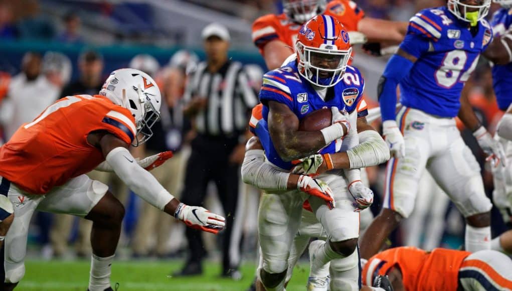 University of Florida running back Dameon Pierce carries the ball in an Orange Bowl victory over Virginia- Florida Gators football- 1280x853