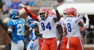 University of Florida tight end Kyle Pitts celebrates his fourth touchdown against the Ole Miss Rebels- Florida Gators football- 1280x853