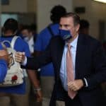 Dan Mullen greets the Gator as they enter Kyle Field- 1218x800