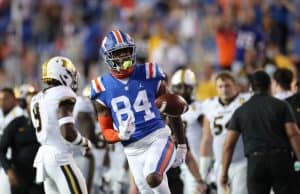 Tight end Kyle Pitts catches a pass against Missouri- 1082x820