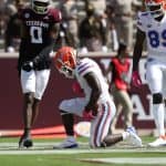 University of Florida running back Nay’Quan Wright celebrates with a prayer after scoring a touchdown against Texas A&M- Florida Gators Football- 1280x917
