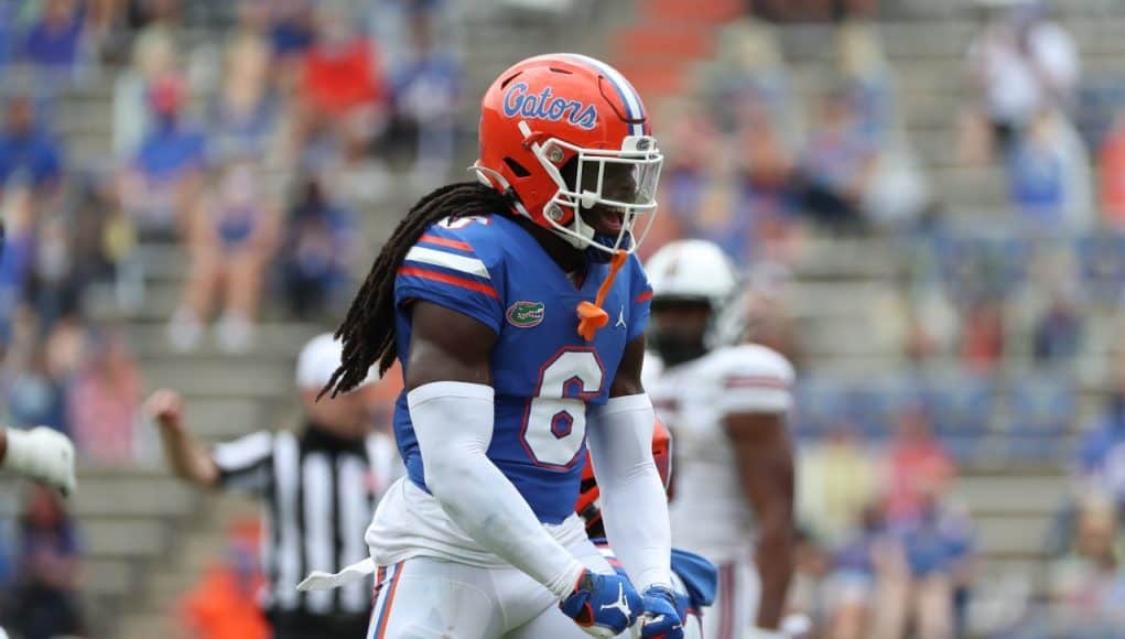 University of Florida safety Shawn Davis celebrates after making a tackles against South Carolina- Florida Gators Football- 1280x938