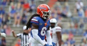 University of Florida safety Shawn Davis celebrates after making a tackles against South Carolina- Florida Gators Football- 1280x938