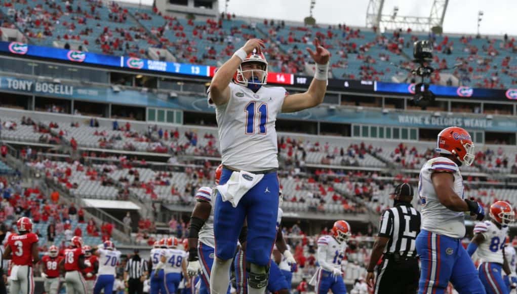 Kyle Track celebrates a first quarter td against UGA- 1100x795