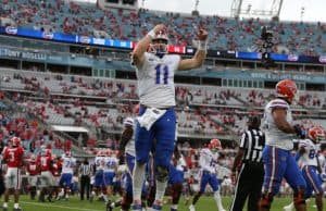 Kyle Track celebrates a first quarter td against UGA- 1100x795