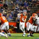 Kyle Trask steps up in the pocket against Arkansas-985x800