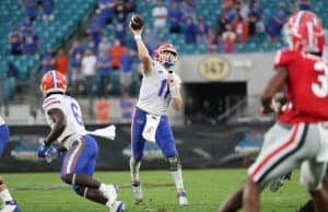 Kyle Trask throws a pass against UGA- 1281x820