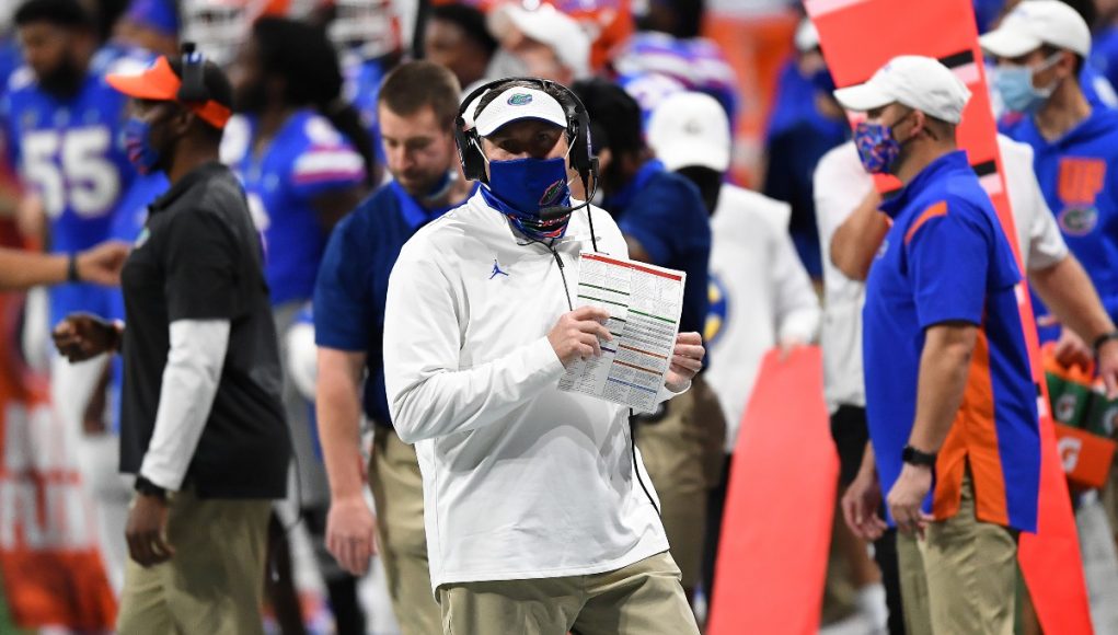 Florida Gators head coach Dan Mullen coaches against Alabama-1200x800