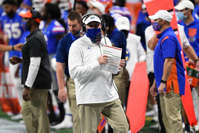 Florida Gators head coach Dan Mullen coaches against Alabama-1200x800