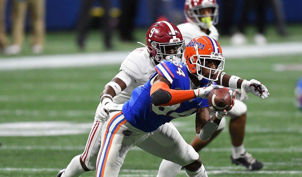 Florida Gators tight end Kyle Pitts catches a pass in the SEC Championship game-987x790