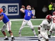Quarterback Kyle Trask throws against Alabama in the SEC Championship- 1150x767