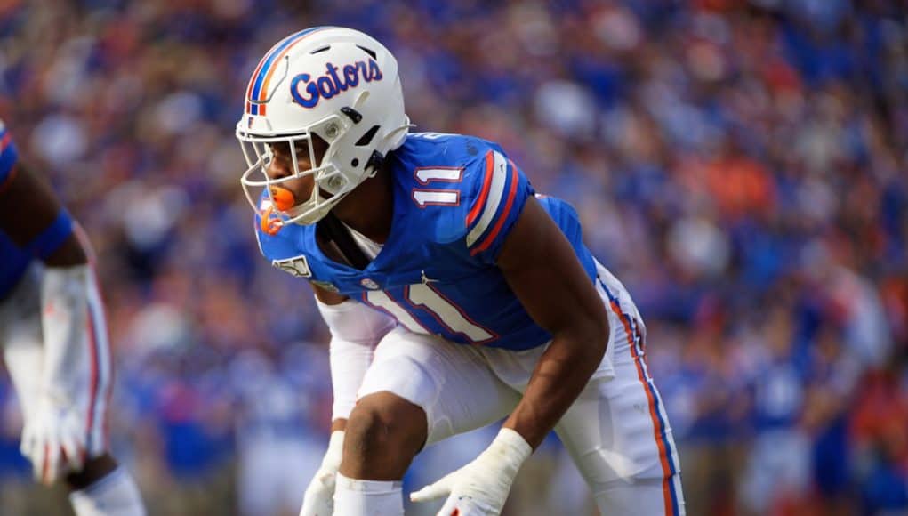 Florida Gators linebacker Mohamoud Diabate lines up against Vanderbilt - 1280x854