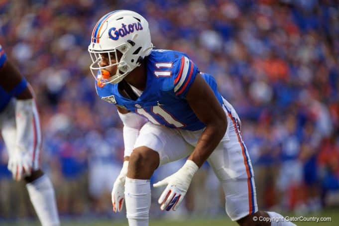 Florida Gators linebacker Mohamoud Diabate lines up against Vanderbilt - 1280x854