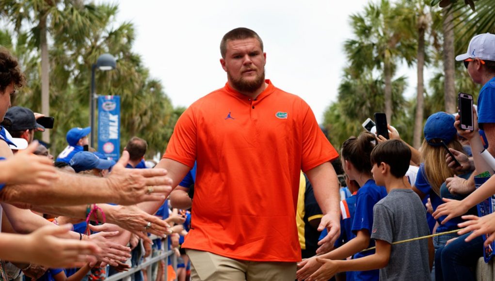 Florida Gators offensive lineman Brett Heggie at Gator Walk in 2019 - 1280x854