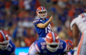 Florida Gators kicker Evan McPherson lines up a field goal against UT Martin - 1280x853