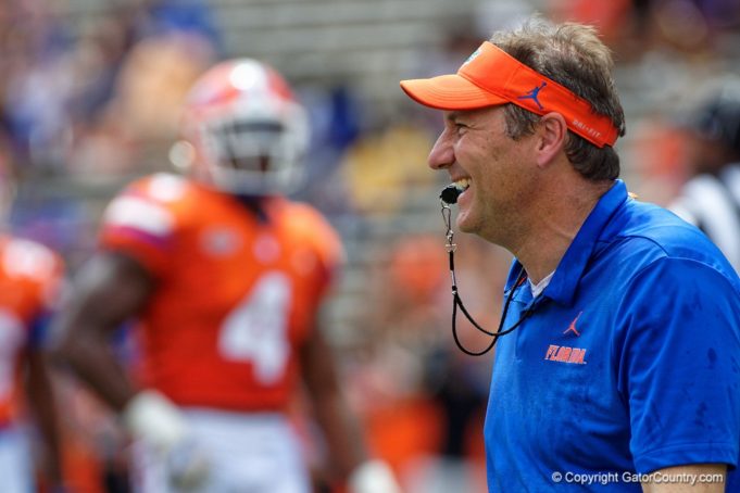 Dan Mullen coaches in the 2019 spring game - 1280x854