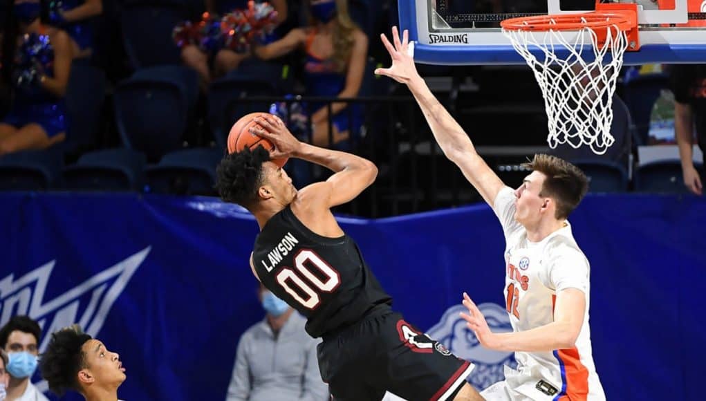 Colin Castleton goes up for a block against South Carolina - 1280x853